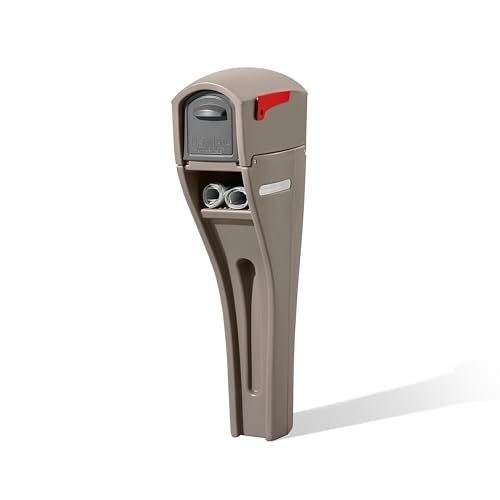 Step2 Mailmaster Streamline Mailbox & Post, Weather Resistant, Large Outdoor Mailboxes, Made of Durable Plastic, Easy to Install, Flag Included, Mocha