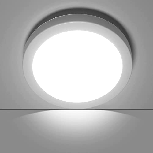 Taoellen Small Ceiling Light, 6W 540lm Flush Ceiling Light 6500K, φ95mm 3.74inch Small Round Cold White Hallway Light for Stairwell, Porch, Office, Walkway, Cloakroom, Balcony