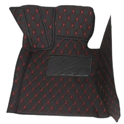 Tapis de voiture anti-glisse sur mesure Peugeot 308 cuir noir rouge