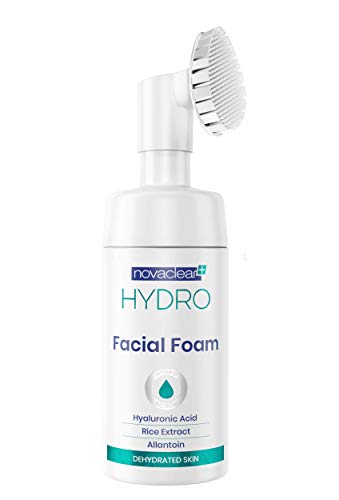 Novaclear Hydro Facial Foam – Hydrating Face Wash with Hyaluronic Acid, Rice Extract & Allantoin – Silicone Brush for Deep Cleansing, Exfoliation & Microcirculation – For Dry & Dehydrated Skin 100 ML