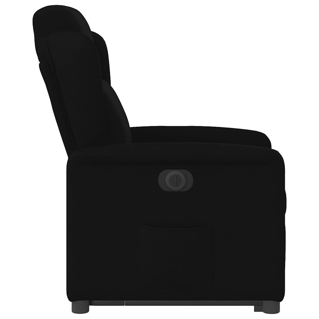 Sillón elevador reclinable eléctrico negro de tela con función de elevación y reclinación automática a 135 grados para un asiento cómodo y estable