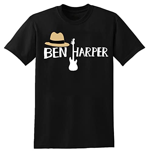 Photo de Hera-Boom Ben Harper Guitar T-Shirt Homme Unisexe Noir Tee, Noir , L