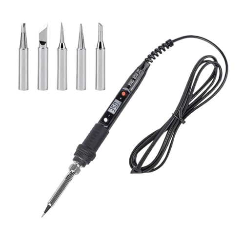 はんだごて セット 908S 80W はんだごて チップキット付き デジタルディスプレイ 温度調節可能 はんだステーション 溶接修理ツール DIYや修理に多目的に使える(Black+Silver head)