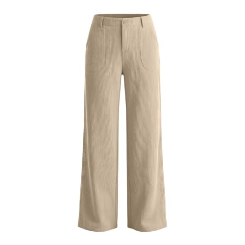 Wide Leg Corduroy Pants Women High Waist Button Front Trousers with Pockets - image 4