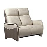 AltoBuy Canapé 2 Places Fixe Tissu Micro Peau Brun Taupe et Beige Mastic - SANGY