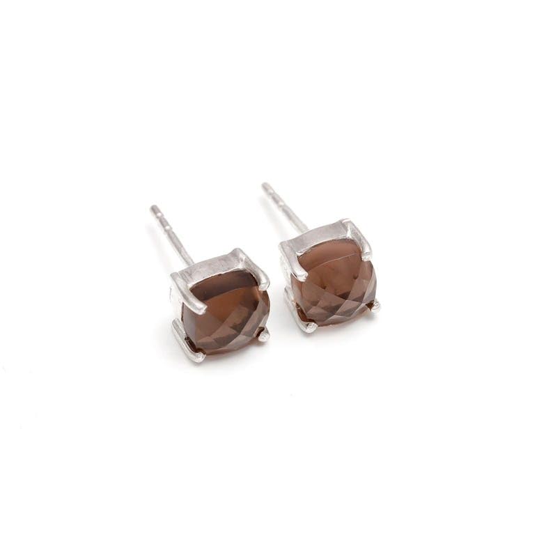 Boucles d'oreilles quartz fumé naturel argent pour sublimer vos tenues de bureau - 2