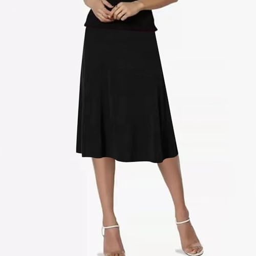 Elegant Knee Length Flared Skirt for Women High Waisted A Line Office Work Midi Skirts Casual Semi Formal Outfits2