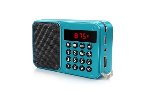 Image of Fire turtle M7 Pocket Blast Portable FM Radio with Bluetooth Speaker | 6W Powerful Sound | Up to 12 Hours Playtime | Type-C Fast Charging | USB, TF /SD Card, AUX Input | Number Keypad M7 Blue