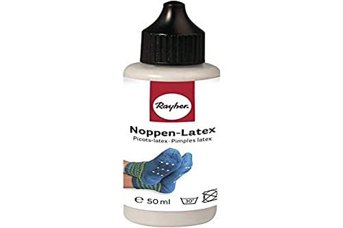 Rayher 38470000 Latex pour picots, 1 bouteille, 50 ml, effet antidérapant, chaussettes antidérapantes, Gris