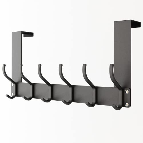Feilifan Gancho de Puerta, Toallero de Puerta Plegable con 6 Ganchos Dobles para Colgar Ropa, Toallas, Abrigos, Mochilas, Sombreros, Baño, Dormitorio, Negro Cover