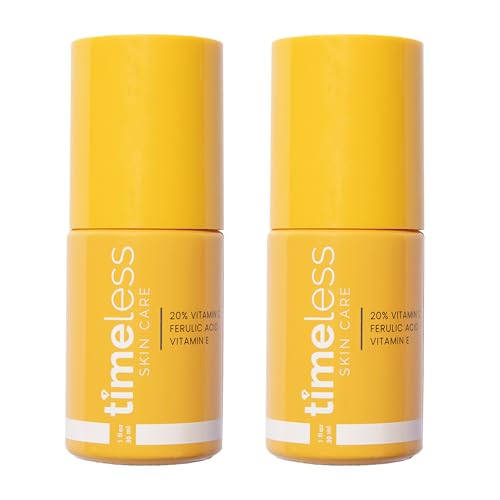 Image of Timeless Skin Care Vitamin C Serum with Vitamin E & Ferulic Acid - Brightening Serum - for Oily & Dry Skin - Fragrance-Free 1 oz (Pack of 2)