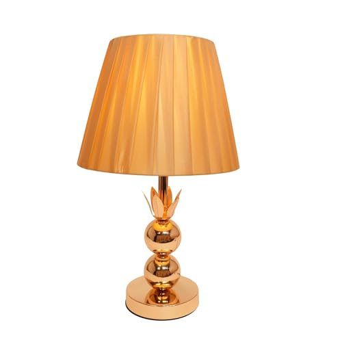 Image of ELARE Table Lamp with Pleated Fabric Shade | Elegant Bedside Night Lamp for Bedroom & Living Room | Modern Decorative Desk Light for Office, Study Table & Home Decor | Stylish Nightstand Lamp