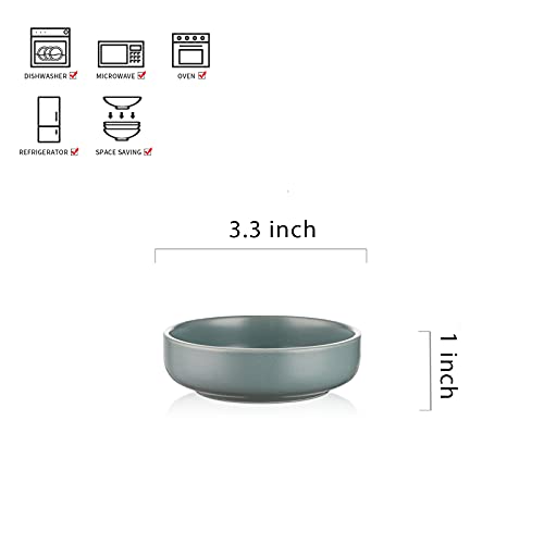 Selamica Ceramic 3.3 Inch Soy Sauce Dish Dipping Bowls Side Dishes Small Appetizer Pinch Bowls for Condiments, Sushi, Ketchup, BBQ-Set of 6 (Matte Blue)