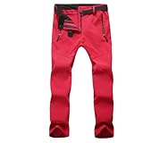 HEYDHSDC Pantalones De Senderismo para Acampar, Pantalones De Invierno para Mujer Y Hombre, Pantalones De Esquí De Trekking De Lana Cálidos Al Aire Libre Women Red Asian Size 3XL