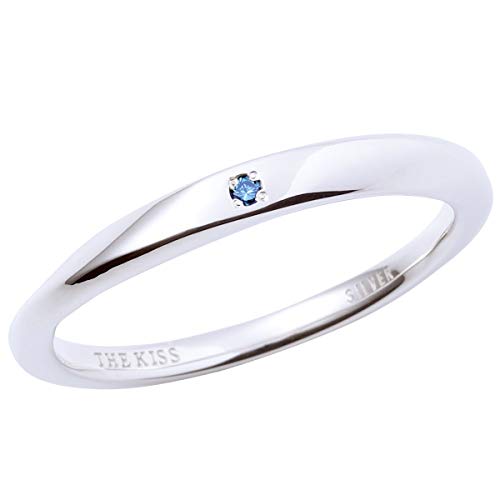 [ザ・キッス] THE KISS SR1548BDM 22号 シンプル シルバー リング 結婚指輪 ブルーダイヤモンド ラッピング ボックス付き