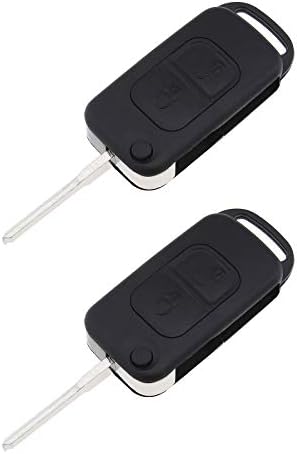 2X 2-Button Remote Folding Key Fob Car Flip Key Casing Shell Cover with Uncut Key Blank Compatible with SLK…