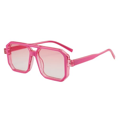 Image of HYLLE Vintage Square 70s Flat Aviator Sunglasses Women Men Classic Retro Stylish Frame UV400 Sunglasses (N-Pink Frame /Gradient Pink Lens)