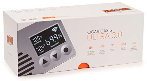 Cigar Oasis Ultra 3.0 Electronic Humidifier for 50-150 Cigar Count Desktop Humidors – Slim Sleek Profile with Lid Mount Option – The Original Set It and Forget It Humidification Solution