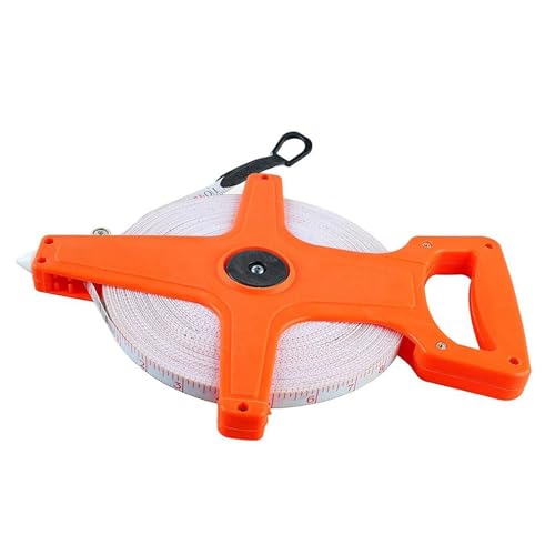 Maßband 50m mit Klappkurbel, Zoll- und Metermaß, Rollmaß mit Griff, Glasfasermessgerät 50m