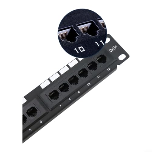 Panel de conexión de 12 puertos de acero resistente para redes modulares Cat5e y Cat6 6