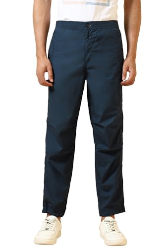 Image of Allen Solly Men's Regular Mid‑Rise Casual Pants | Cotton‑Blend Fabric | Solid Parachute Pants | Stylish & Comfortable Fit