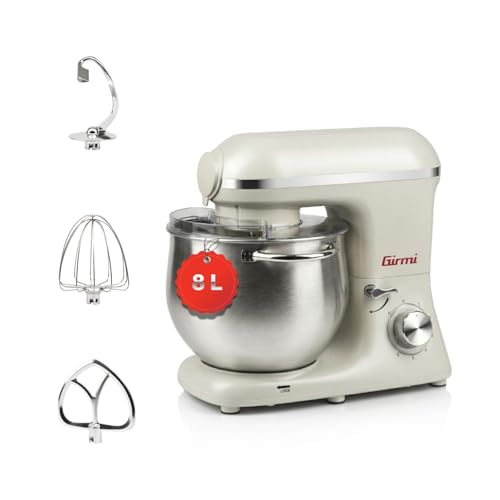 Girmi IM50W Impastatrice Planetaria 8L, 2200W Max, Beige Incanto