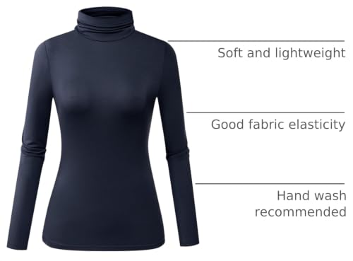 Image of Herou Womens Long Sleeve Turtleneck Slim Fitted Lightweight Casual Active Layer Tops Shirts