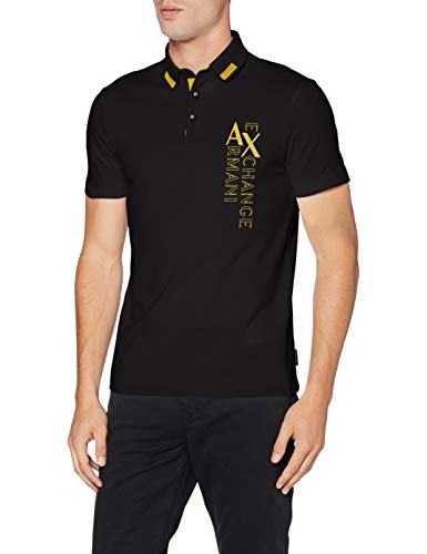 A|X Armani Exchange Men's Vertical Logo Polo, Black, M