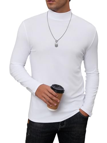 Mens Mock Turtleneck Long Sleeve Slim Fit Shirts Basic Casual Undershirts Lightweight Pullover
