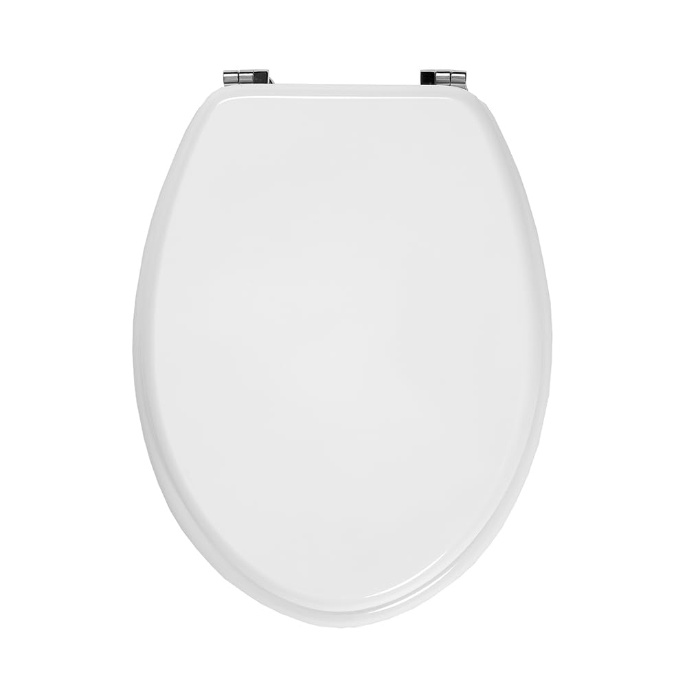 Copriwater Elisse Ideal Standard Dedicato Bianco in Legno Rivestito Resina | Sedile WC Compatibile Vaso Ideal Standard Elisse | con Paracolpi Antiscivolo E Cerniere in Ottone Cromato Incluse