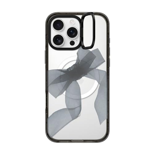 CASETiFY �C���p�N�g �����O�X�^���h MagSafe�Ή� iPhone 16 Pro Max�P�[�X [�L�b�N�X�^���h / 2m����̗����������N���A (MIL�K�i3�{����) / ���C�����X�[�d�����Magsafe�Ή�] - Black Organz