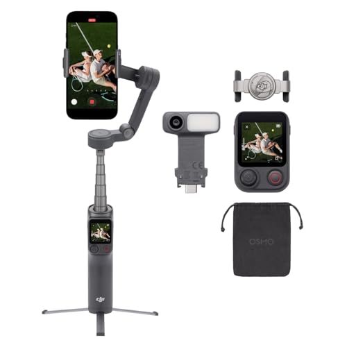 Osmo Mobile 8P, nacelle stabilisatrice pour iPhone et Android, Module de Suivi, radiocommande, Suivi natif, Barre d’Extension et trépied intégrés, Batterie 10 h,...