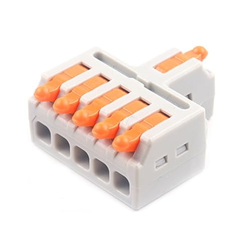 JOYELEC 11 Pezzi Compact Connettore,D1-5 Morsettiere Connettori Elettrici con Polo,Terminali a Collegamento Rapido 1 entrate/5 uscite,cavi 0.08-2.5(4.0) mm²,250V,32A,allungare cavi e fai da te