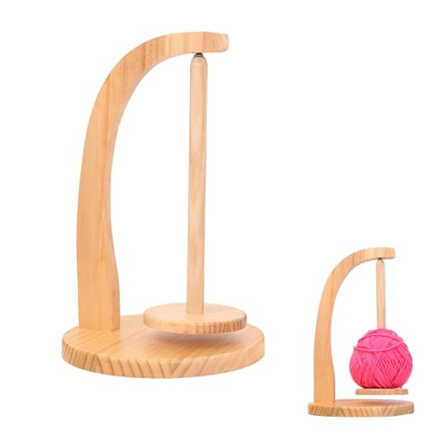Image of Yarn Holder for Knitting and Crocheting, Magnetic Yarn Ball Holder, Yarn Spindle Dispenser, Crochet Gift for Knitting Lovers,Wooden Yarn Spinner for Crochet(Color:Natural Wood)