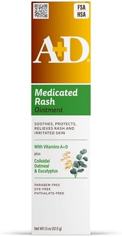 A+D Medicated Rash Ointment 1.5 oz– Relieves Rash & Skin Irritated Skin from Poison Ivy, Eczema, Beard Rash, Bikini Rash, Dry Skin, Chapped Skin, bug bites. Made with Colloidal Oatmeal