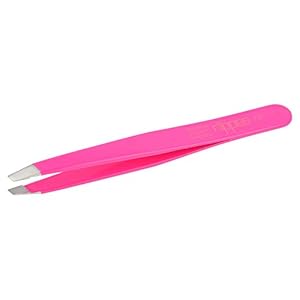 nippes Solingen Pinzette mit schräger Spitze | Pink | Edelstahl Rostfrei | 9,5 cm Länge | Pinzette Augenbrauen Zupfen | Pinzette Spitz | Zur präzisen Haarentfernung