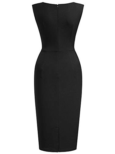 Miusol Women's Retro Ruffle Style Slim Work Pencil Dress(Small, Black) #TOP6