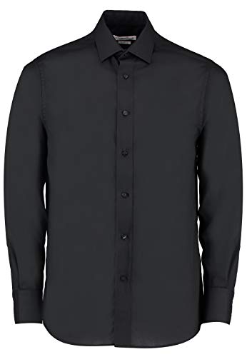 Kustom Kit Men's Tailored Fit Business Shirt, Black, 17.5 (Size:17H)