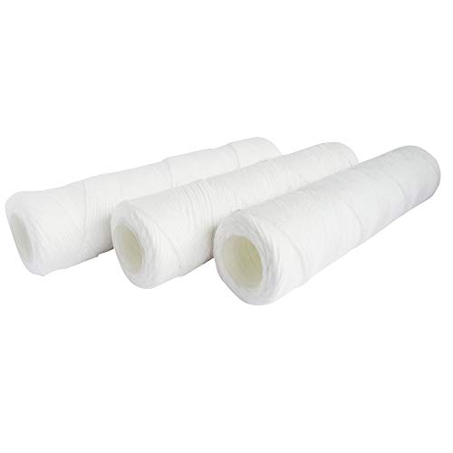 AQUAWATER - 105006 - Lot de 3 cartouches filtrantes anti-sédiments bobinée 20 microns - Pour bol de taille standard 10' - Filtrer les impuretés du réfrigirateur - Durée : 1 an - Fabriqué en France