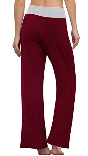 Image of AMiERY Women's Comfy Casual Pajama Pants Floral Print Drawstring Palazzo Lounge Pants Wide Leg