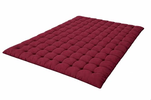Image of ATOOTFUSION Soft Cotton Quilt | Foldable Light Weight Filled Single Firm Cotton Quilt Mattress| Gadda (Solid Coloured, Sleeping Capacity, 6 x 6 ft or 72 x 72 Inches) Double Bed (Maroon)