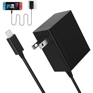 Charger for Nintendo Switch – Portable Fast-Charging Adapter with 5FT USB C Cable, 15V/2.6A Power Supply, Compatible with TV Mode and Docking Station (Black)
