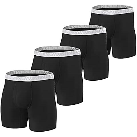 JINSHI Bamboo Viscose Mens Underwear Breathable Boxer Briefs for Men Pack Open Fly Black M Cover