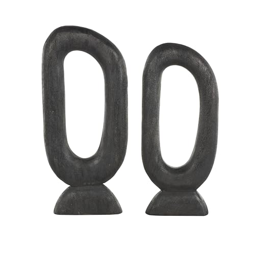 Escultura decorativa abstracta de madera de mango, set 2 piezas miniatura 1