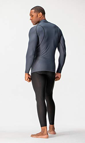 Devops 3 Pack Men's Athletic Turtle Neck Long Sleeve Compression Shirts (X-Large, Black/Charcoal/White) #TOP4