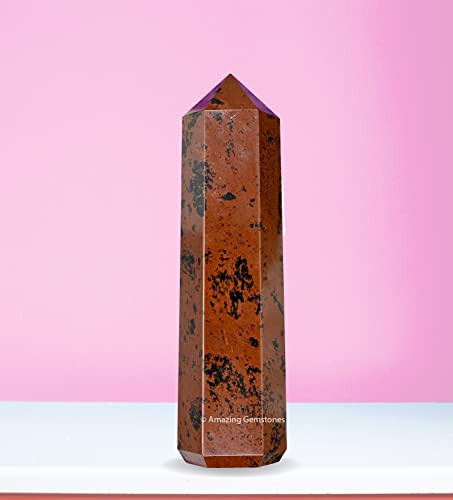 Image of Amazing Gemstone Large Mahogany Obsidian Crystal Towers ~ Natural Healing Crystal Point Obelisk for Reiki Healing and Crystal Grid (5.5 to 6 INCH)