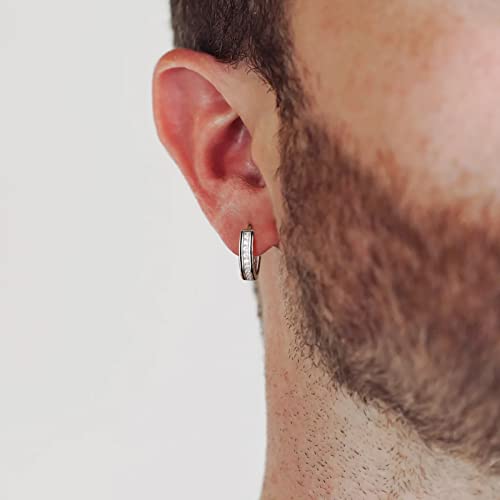Krkc&Co Hoop Earrings For Men, S925 Sterling Silver,14K Gold/White Gold Plating, Hypoallergenic Earrings, Curved Face Hip Hop Street-Wear Rapper Earrings For Boys #TOP1
