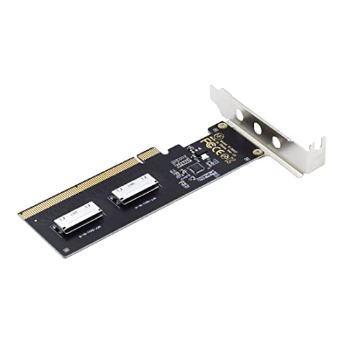 CY PCIe to SFF-8611 Adapter,Oculink SFF-8612 SFF-8611 to PCIe PCI-Express 16x 4X Adapter with SATA Power Port for Mainboard Graphics Card (Dual 8X Oculink to PCI-E 16X)
