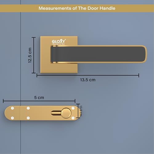 Image of GLOXY Baby Latch Door Locks for Bathroom Door Lock, Balcony Store Room Keyless Pull Handle Set with Brass Baby Latch for Home, Kitchen| Gold & Black Finish (2 Years Warranty, Pack of 1)