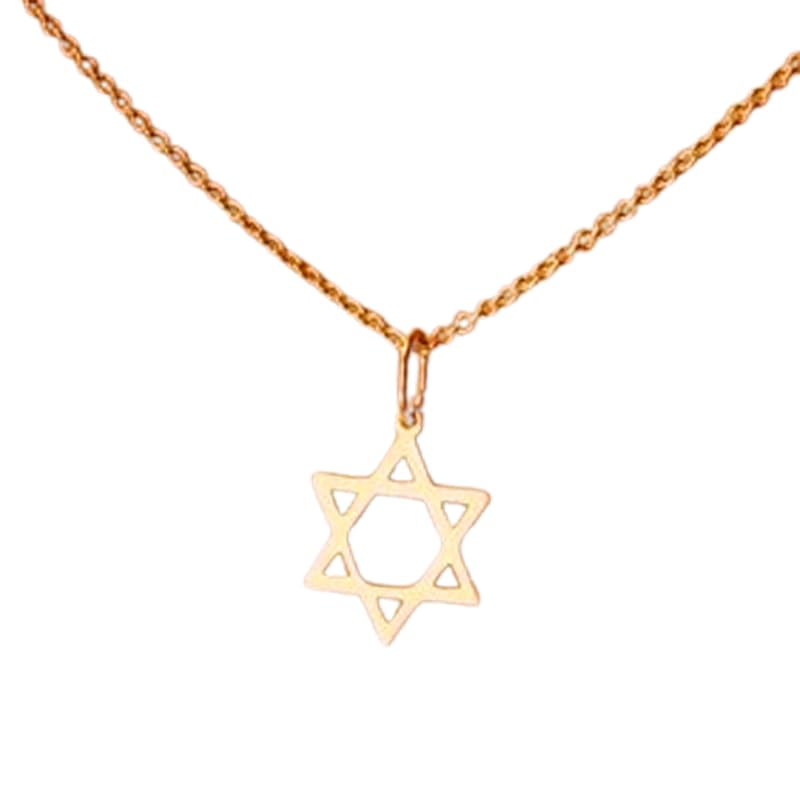 LKBEADS Collana minimalista con ciondolo a stella di David in argento sterling 925 a forma di stella con catena a maglia fine da 45 cm, ciondolo placcato oro, gioiello significativo |LKD_3DM_00693